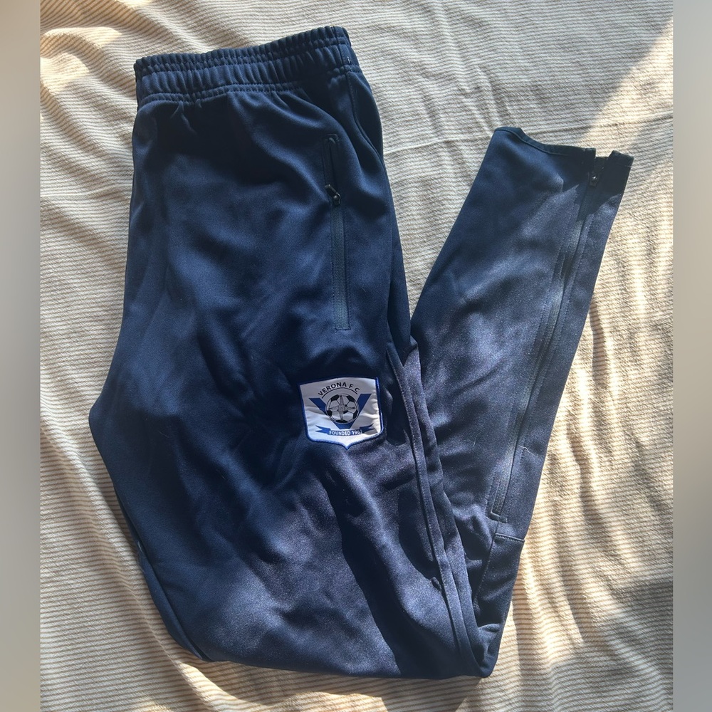 Navy Blue Men's Joggers with Zipper Pockets